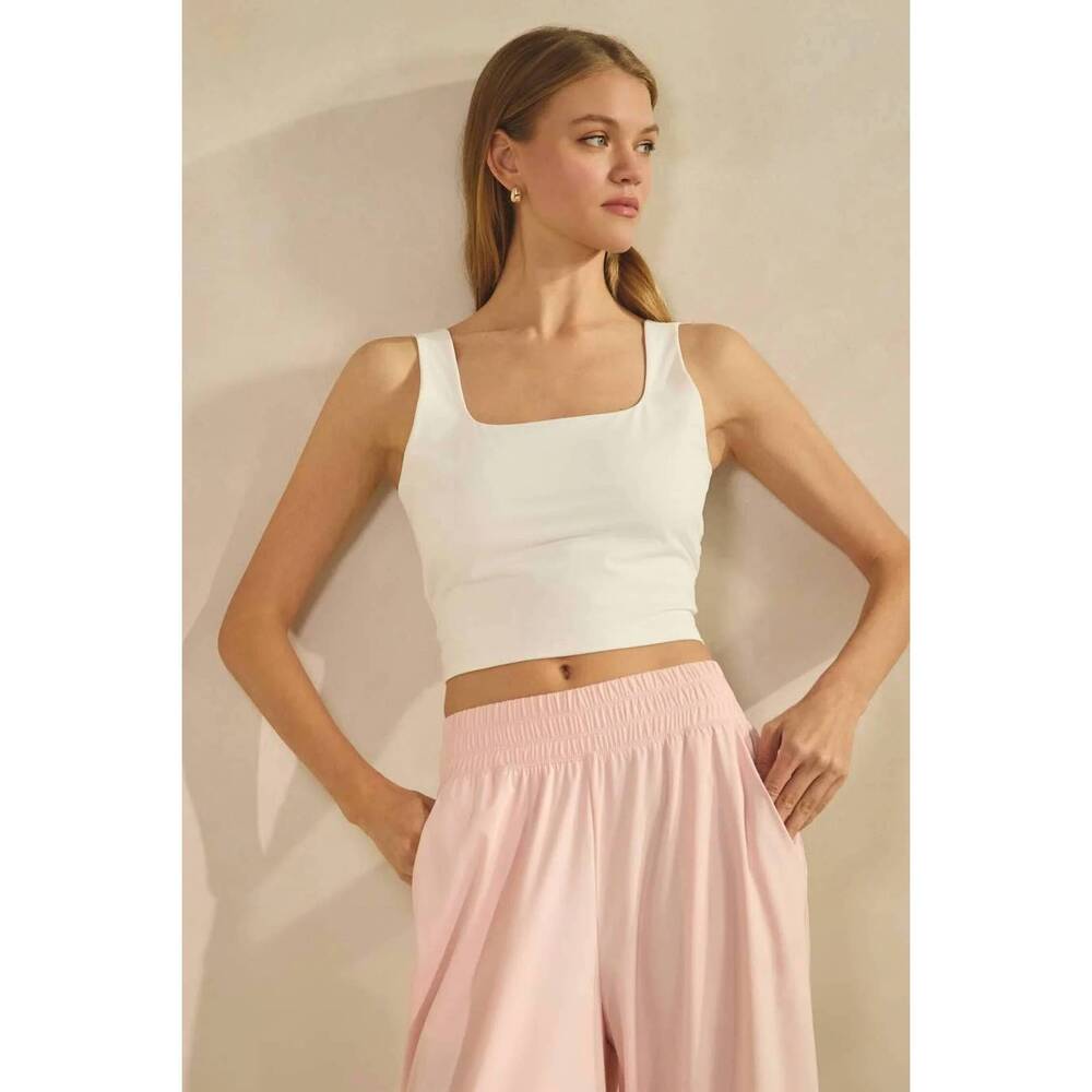 NEW ODDI squareneck cropped top in white